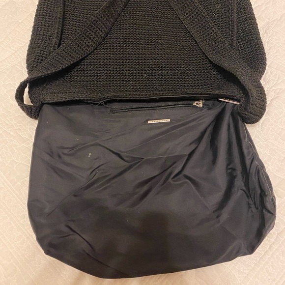 THE SAK's Indio Black Crochet Medium Tablet Bag Purse - Picture 4 of 10